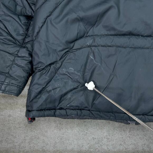 Vintage Nike Puffer Jacket Jet Black Polyester Red Swoosh Insulated Full Zip 90s - Picture 7 of 7